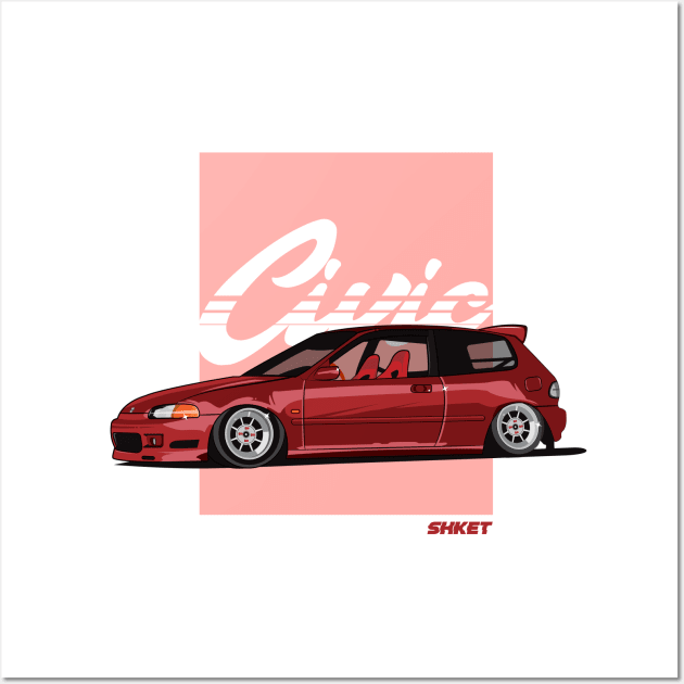 HONDA CIVIC STATIC Wall Art by shketdesign